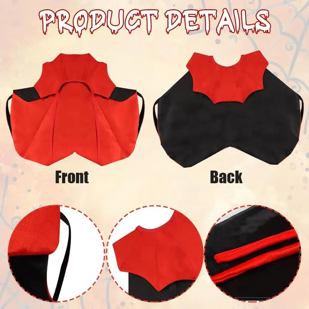 Halloween Dog Costume Cat Dog Vampire Devil Costume Cat Halloween Cloak Cape Red Black Halloween Costumes for Small Medium Dogs