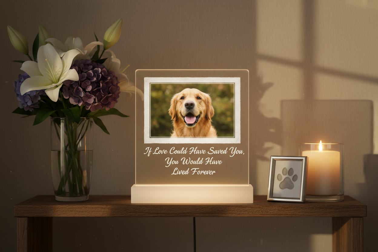 Custom dog memorial acrylic plaque